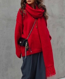 esutoreja | Vネックニット×スカーフ(ニット/セーター)