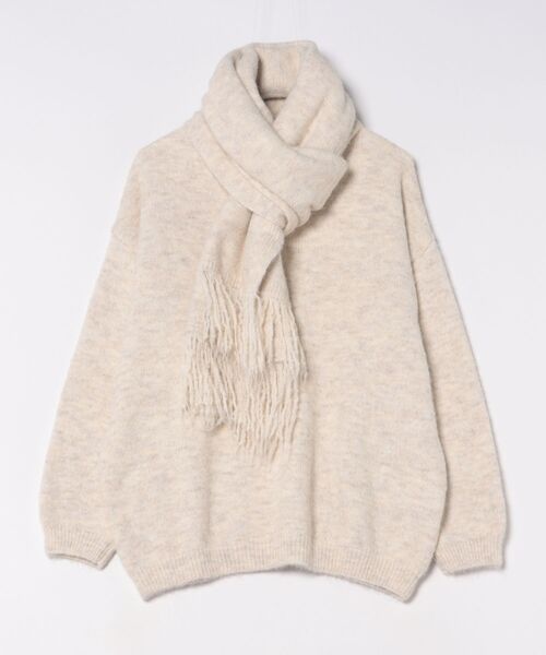 esutoreja（エストレジャ）の「Vネックニット×スカーフ（ニット/セーター・レディース・レッド/ベージュ/チャコール・FREE）」の10枚目の写真