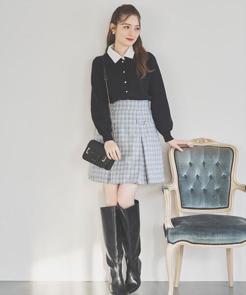 SWINGLE（スウィングル）の「ツイードタックミニスカート（スカート・レディース・ブラック系その他5/ホワイト系その他6/ブルー系その他5・SMALL/MEDIUM）」の3枚目の写真