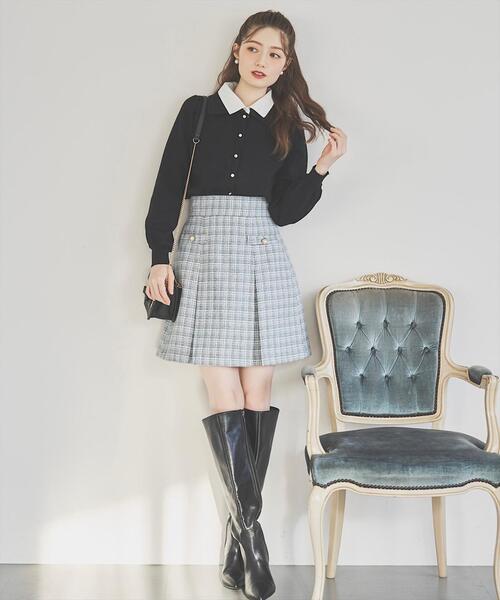 SWINGLE（スウィングル）の「ツイードタックミニスカート（スカート・レディース・ブラック系その他5/ホワイト系その他6/ブルー系その他5・SMALL/MEDIUM）」の6枚目の写真