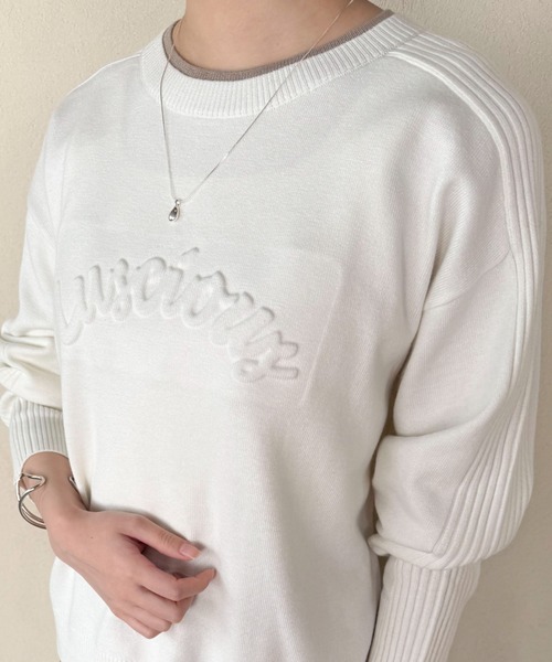 Doux archives(ドゥアルシーヴ)の「レイヤード風エンボスニット(ニット/セーター・レディース・ベージュ/オフホワイト/ブラック・FREE)」の10枚目の写真