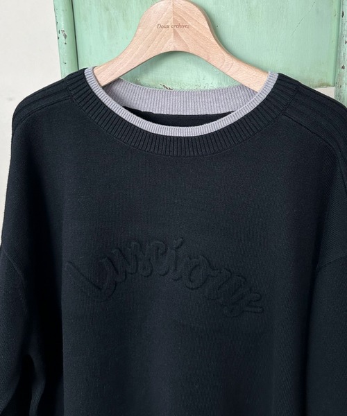 Doux archives(ドゥアルシーヴ)の「レイヤード風エンボスニット(ニット/セーター・レディース・ベージュ/オフホワイト/ブラック・FREE)」の11枚目の写真