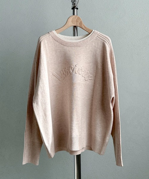 Doux archives(ドゥアルシーヴ)の「レイヤード風エンボスニット(ニット/セーター・レディース・ベージュ/オフホワイト/ブラック・FREE)」の14枚目の写真