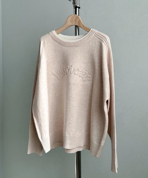 Doux archives(ドゥアルシーヴ)の「レイヤード風エンボスニット(ニット/セーター・レディース・ベージュ/オフホワイト/ブラック・FREE)」の16枚目の写真