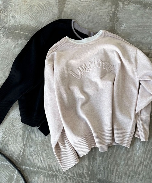 Doux archives(ドゥアルシーヴ)の「レイヤード風エンボスニット(ニット/セーター・レディース・ベージュ/オフホワイト/ブラック・FREE)」の20枚目の写真