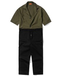 SAINTCREW（セントクルー）の「オーバーラウンドファティーグ半袖ジャンプスーツ OF-501S ミックスカーキブラック（つなぎ/オールインワン・メンズ）」