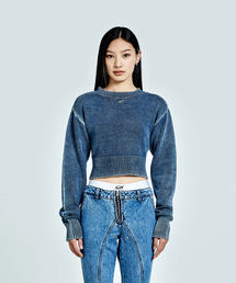Metal Logo Crop Knit - Blue (woman)