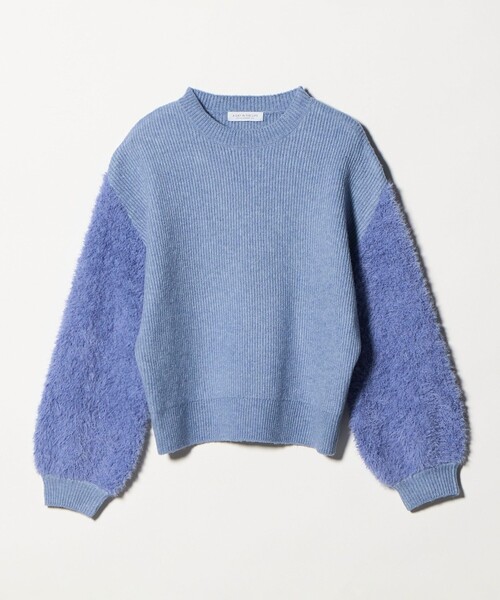 A DAY IN THE LIFE UNITED ARROWS(アデイインザライフユナイテッドアローズ)の「カタアゼ×フェザー コンビニット <A DAY IN THE LIFE>(ニット/セーター・レディース・ライトブルー/オフホワイト・FREE)」の1枚目の写真