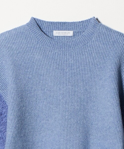 A DAY IN THE LIFE UNITED ARROWS(アデイインザライフユナイテッドアローズ)の「カタアゼ×フェザー コンビニット <A DAY IN THE LIFE>(ニット/セーター・レディース・ライトブルー/オフホワイト・FREE)」の4枚目の写真