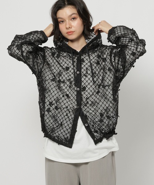 niko and...（ニコアンド）の「3Dフラワーメッシュフーディー（パーカー・レディース・ブラック/アイボリー/セージグリーン・FREE）」の12枚目の写真