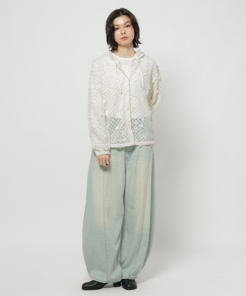 niko and...（ニコアンド）の「3Dフラワーメッシュフーディー（パーカー・レディース・ブラック/アイボリー/セージグリーン・FREE）」の13枚目の写真