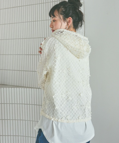 niko and...（ニコアンド）の「3Dフラワーメッシュフーディー（パーカー・レディース・ブラック/アイボリー/セージグリーン・FREE）」の8枚目の写真