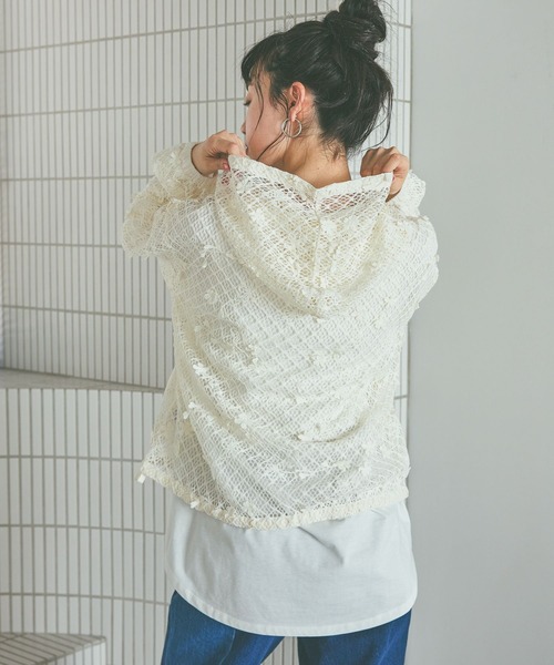 niko and...（ニコアンド）の「3Dフラワーメッシュフーディー（パーカー・レディース・ブラック/アイボリー/セージグリーン・FREE）」の9枚目の写真