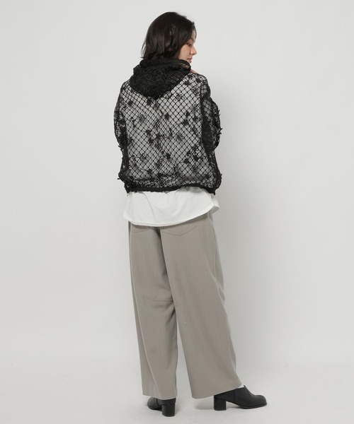 niko and...（ニコアンド）の「3Dフラワーメッシュフーディー（パーカー・レディース・ブラック/アイボリー/セージグリーン・FREE）」の11枚目の写真