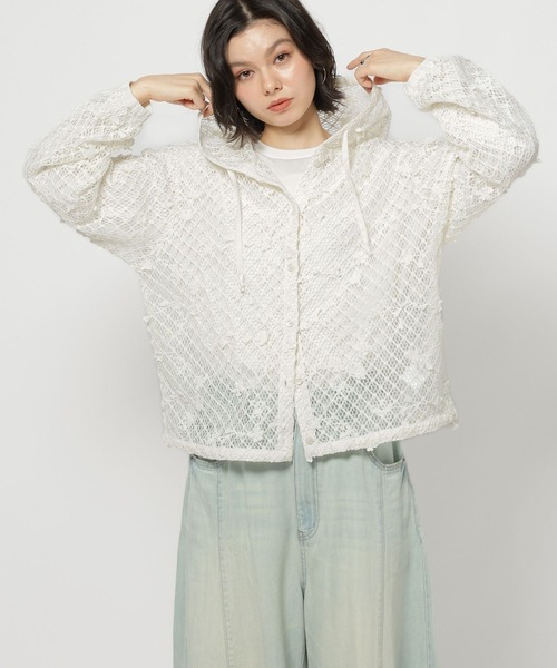 niko and...（ニコアンド）の「3Dフラワーメッシュフーディー（パーカー・レディース・ブラック/アイボリー/セージグリーン・FREE）」の15枚目の写真