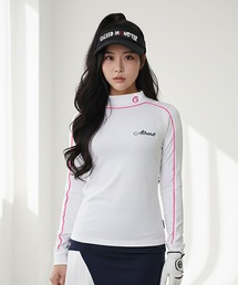 GREED MONSTER（グリードモンスター）の「【GREED MONSTER/グリードモンスター】LADIES/裏起毛パイピングライン長袖モックネックカットソー・ゴルフウェア（Tシャツ/カットソー）」