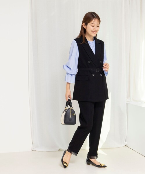 NOLLEY’S（ノーリーズ）の「《セットアップ対応》ウォッシャブルダブルクロスジレ（ベスト・レディース・ブラック/ネイビー・38）」の5枚目の写真