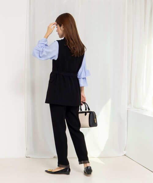 NOLLEY’S（ノーリーズ）の「《セットアップ対応》ウォッシャブルダブルクロスジレ（ベスト・レディース・ブラック/ネイビー・38）」の6枚目の写真