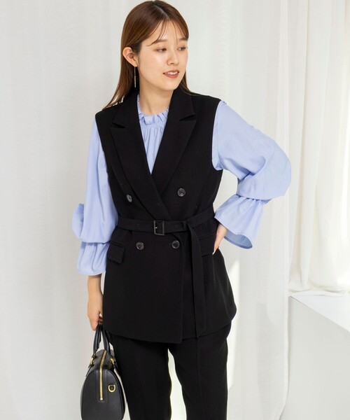 NOLLEY’S（ノーリーズ）の「《セットアップ対応》ウォッシャブルダブルクロスジレ（ベスト・レディース・ブラック/ネイビー・38）」の7枚目の写真