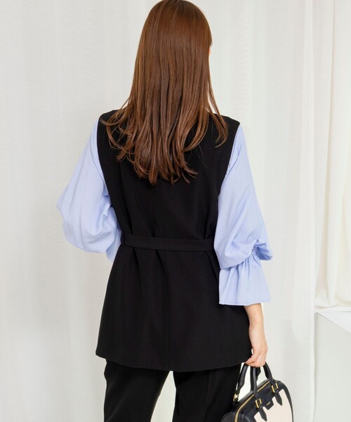 NOLLEY’S（ノーリーズ）の「《セットアップ対応》ウォッシャブルダブルクロスジレ（ベスト・レディース・ブラック/ネイビー・38）」の8枚目の写真