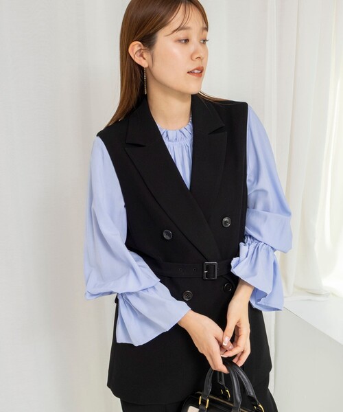 NOLLEY’S（ノーリーズ）の「《セットアップ対応》ウォッシャブルダブルクロスジレ（ベスト・レディース・ブラック/ネイビー・38）」の10枚目の写真