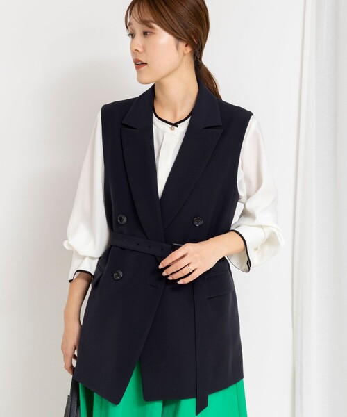 NOLLEY’S（ノーリーズ）の「《セットアップ対応》ウォッシャブルダブルクロスジレ（ベスト・レディース・ブラック/ネイビー・38）」の14枚目の写真