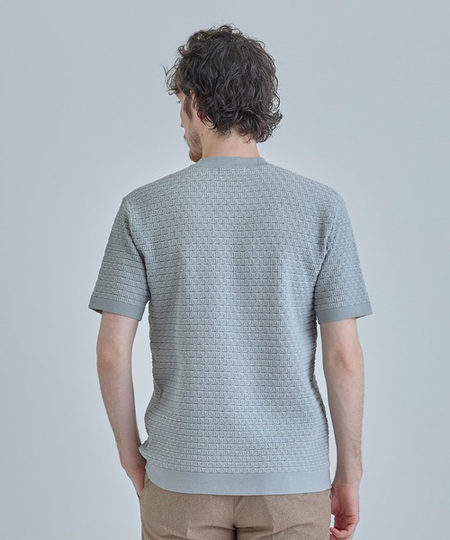 MEN'S BIGI（メンズビギ）の「【ACTIVE TAILOR】ブリスターニットジャカードＴシャツ＜通気性/速乾性＞（Tシャツ/カットソー・メンズ・ネイビー/ブラック/ホワイト/グレー・04/03/02/01）」の6枚目の写真