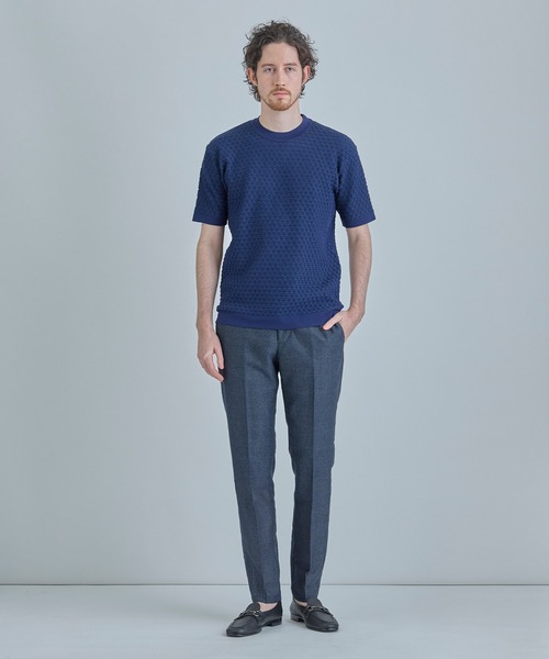 MEN'S BIGI（メンズビギ）の「【ACTIVE TAILOR】ブリスターニットジャカードＴシャツ＜通気性/速乾性＞（Tシャツ/カットソー・メンズ・ネイビー/ブラック/ホワイト/グレー・04/03/02/01）」の9枚目の写真
