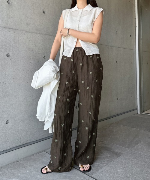 andme(アンドミー)の「【新色追加】小花柄シアーワイドパンツ(その他パンツ・レディース・アイボリー/ブラック/ブラウン・M/L)」の13枚目の写真