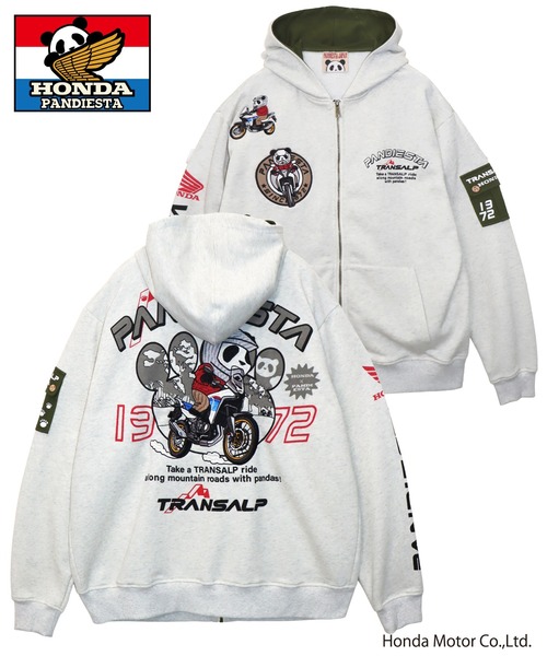 PANDIESTA(パンディエスタ)の「Honda×Pandiesta TRANSALP マウンテンライドZIPパーカー(M2)(Tシャツ/カットソー・メンズ・ブラック/オートミール・XXL/M/L/XL)」の2枚目の写真