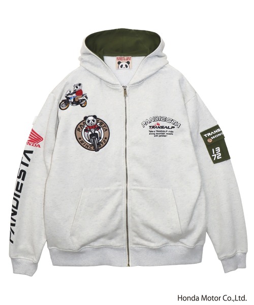 PANDIESTA(パンディエスタ)の「Honda×Pandiesta TRANSALP マウンテンライドZIPパーカー(M2)(Tシャツ/カットソー・メンズ・ブラック/オートミール・XXL/M/L/XL)」の3枚目の写真