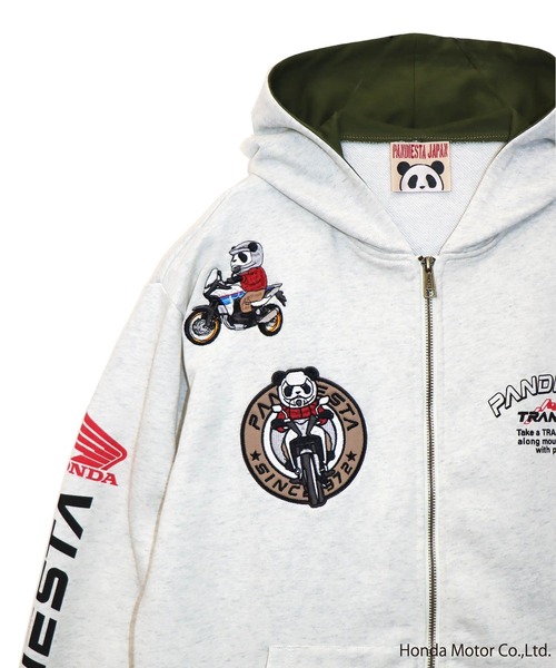 PANDIESTA(パンディエスタ)の「Honda×Pandiesta TRANSALP マウンテンライドZIPパーカー(M2)(Tシャツ/カットソー・メンズ・ブラック/オートミール・XXL/M/L/XL)」の5枚目の写真