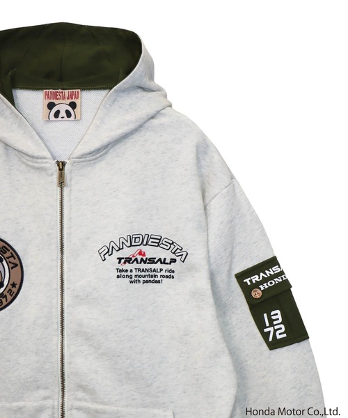 PANDIESTA(パンディエスタ)の「Honda×Pandiesta TRANSALP マウンテンライドZIPパーカー(M2)(Tシャツ/カットソー・メンズ・ブラック/オートミール・XXL/M/L/XL)」の6枚目の写真