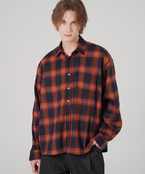 UNLC(ユーエヌエルシー)の「オーバーサイズチェックシャツ(ダークオレンジ)(シャツ/ブラウス・メンズ・その他・MEDIUM/LARGE)」の1枚目の写真