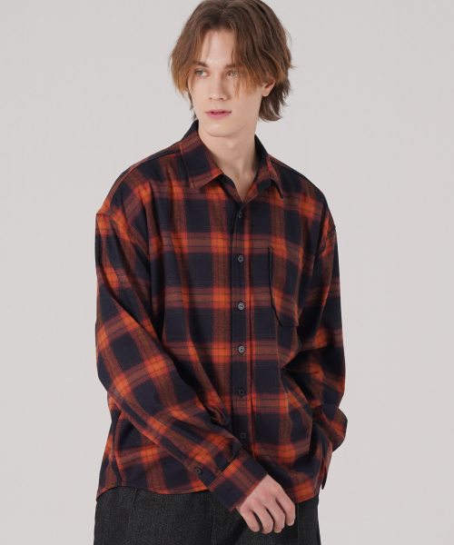 UNLC(ユーエヌエルシー)の「オーバーサイズチェックシャツ(ダークオレンジ)(シャツ/ブラウス・メンズ・その他・MEDIUM/LARGE)」の2枚目の写真