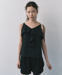 RUFFLE CAMISOLE BLOUSE / BLACK