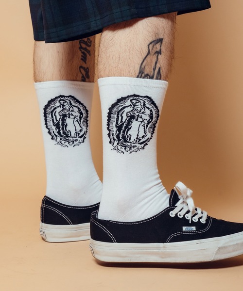 Subciety（サブサエティ）の「Maria socks（ソックス/靴下・メンズ・ブラック/ホワイト・FREE）」の2枚目の写真