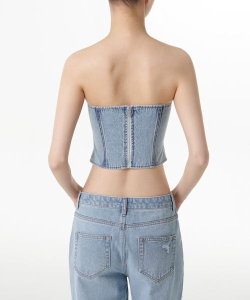 MUSINSA STANDARD WOMAN（ムシンサスタンダードウーマン）の「ウィメンズデニムビスチェ[ライトインディゴ]（その他トップス・レディース・その他・S/M）」の3枚目の写真