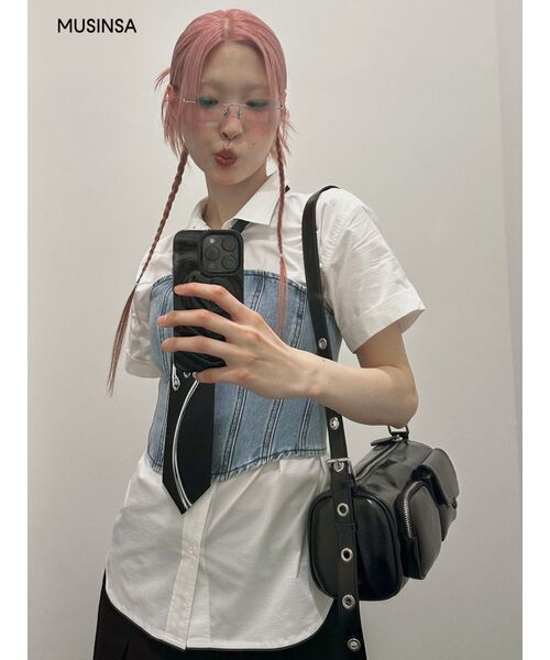 MUSINSA STANDARD WOMAN（ムシンサスタンダードウーマン）の「ウィメンズデニムビスチェ[ライトインディゴ]（その他トップス・レディース・その他・S/M）」の7枚目の写真