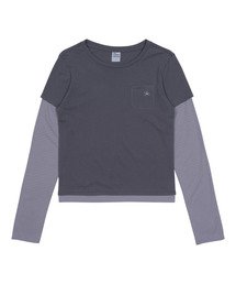 TCM stripe layered long sleeve (charcoal)