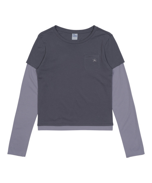 THECOLDESTMOMENT(ザコールデストモーメント)の「TCM stripe layered long sleeve (charcoal)(Tシャツ/カットソー・レディース・その他・ONE SIZE)」の2枚目の写真