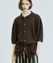 S SY（エスエスワイ）の「ボンフィダイヤモンド半袖ニットカーディガンブラウン（カーディガン/ボレロ）」