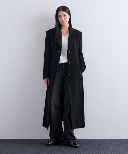 MUSINSA STANDARD WOMAN（ムシンサスタンダードウーマン）の「ウィメンズカシミヤブレンドタイディマキシコート[ブラック]（チェスターコート・レディース・その他・LARGE/MEDIUM/SMALL/X-SMALL）」の2枚目の写真