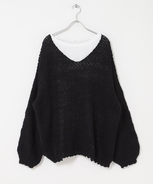 ITEMS URBANRESEARCH（アイテムズ アーバンリサーチ）の「『イージーケア』インナーセットＶネックニット（ニット/セーター・レディース・ブラック/オフホワイト/ベージュ・FREE）」の9枚目の写真