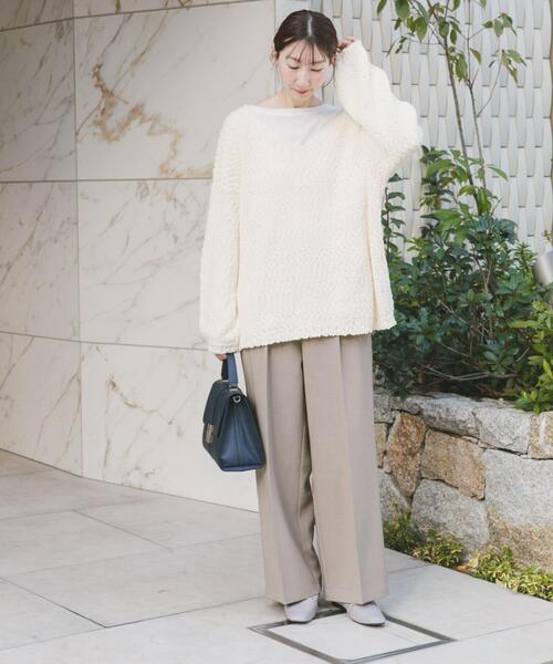 ITEMS URBANRESEARCH（アイテムズ アーバンリサーチ）の「『イージーケア』インナーセットＶネックニット（ニット/セーター・レディース・ブラック/オフホワイト/ベージュ・FREE）」の14枚目の写真