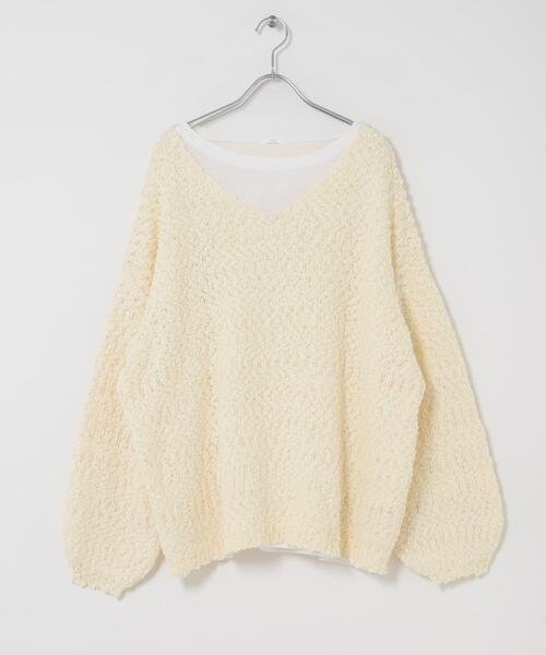 ITEMS URBANRESEARCH（アイテムズ アーバンリサーチ）の「『イージーケア』インナーセットＶネックニット（ニット/セーター・レディース・ブラック/オフホワイト/ベージュ・FREE）」の17枚目の写真