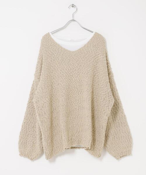 ITEMS URBANRESEARCH（アイテムズ アーバンリサーチ）の「『イージーケア』インナーセットＶネックニット（ニット/セーター・レディース・ブラック/オフホワイト/ベージュ・FREE）」の14枚目の写真