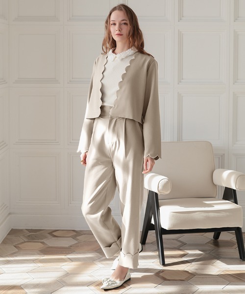 DONOBAN（ドノバン）の「スカラップセットアップ（その他アウター・レディース・ネイビー/ベージュ/ブラック・LONG/SHORT）」の2枚目の写真