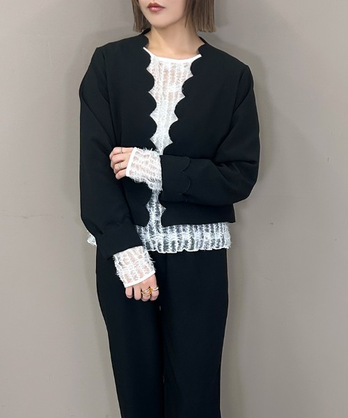 DONOBAN（ドノバン）の「スカラップセットアップ（その他アウター・レディース・ネイビー/ベージュ/ブラック・LONG/SHORT）」の6枚目の写真