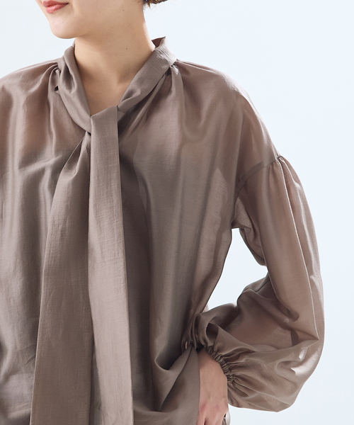 journal standard L'essage（ジャーナルスタンダードレサージュ）の「《追加》IPEKERドット&フラワー/シアーボウタイブラウス（シャツ/ブラウス・レディース・アイボリー/ホワイト×ホワイト/ベージュ/ブラックミックス・FREE）」の12枚目の写真